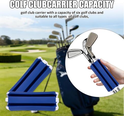 Golf Club Holder, Golf Club Organizer Support Stand, Cylindrical Holder for 6 Golf Club, Easy-Access Golfing Accessory with Strap, Reduces Clutter in Golf Bag (Blue and White) in Kuwait