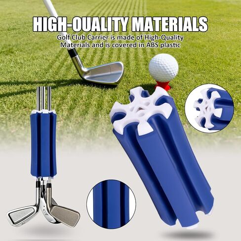 Golf Club Holder, Golf Club Organizer Support Stand, Cylindrical Holder for 6 Golf Club, Easy-Access Golfing Accessory with Strap, Reduces Clutter in Golf Bag (Blue and White) in Kuwait