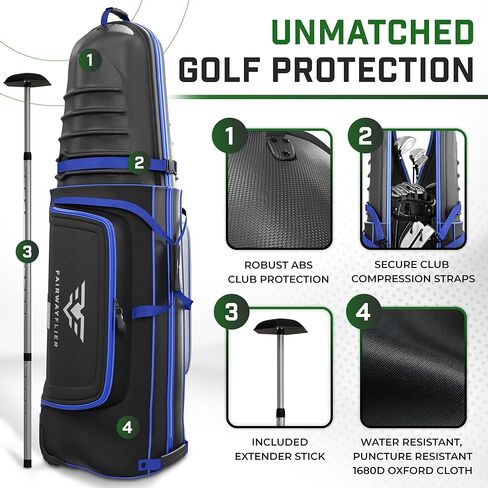 Golf Travel Bags for Airlines with Wheels - 1680D Cart Golf Bags for Men and Women with Golfbag Large Pockets & Bag Travel Air Tag Holder - Outdoor Airplane Luggage Protector for Golfers in Saudi Arabia