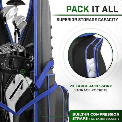 Golf Travel Bags for Airlines with Wheels - 1680D Cart Golf Bags for Men and Women with Golfbag Large Pockets & Bag Travel Air Tag Holder - Outdoor Airplane Luggage Protector for Golfers in Saudi Arabia