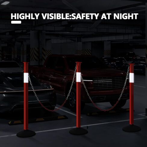 2 Pack Traffic Delineator Post Cones with Weighted Base, Adjustable Orange Safety Cones with Reflective Collars & Plastic Chains, Construction Parking Barrier Cones for Driving Practice Driveway Road in Saudi Arabia