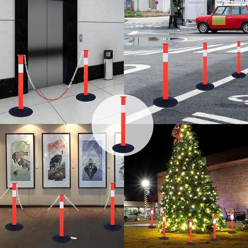 2 Pack Traffic Delineator Post Cones with Weighted Base, Adjustable Orange Safety Cones with Reflective Collars & Plastic Chains, Construction Parking Barrier Cones for Driving Practice Driveway Road in Saudi Arabia
