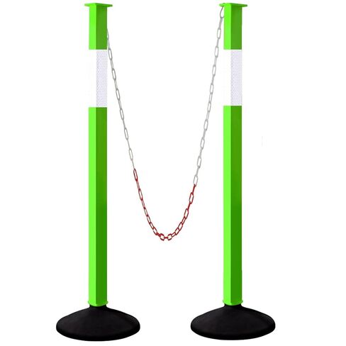 2 Pack Traffic Delineator Post Cones with Weighted Base, Adjustable Orange Safety Cones with Reflective Collars & Plastic Chains, Construction Parking Barrier Cones for Driving Practice Driveway Road in Saudi Arabia
