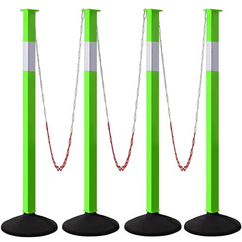 2 Pack Traffic Delineator Post Cones with Weighted Base, Adjustable Orange Safety Cones with Reflective Collars & Plastic Chains, Construction Parking Barrier Cones for Driving Practice Driveway Road in Saudi Arabia