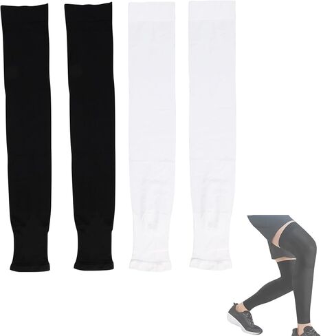 4PCS Basketball Leg Sleeve, Ice Silk UV Sleeves for Women, Long Knee Compression Leg Sleeves for Men, Perfect for Outdoor Activities, Cycling, Running, Hiking and Fishing in Kuwait
