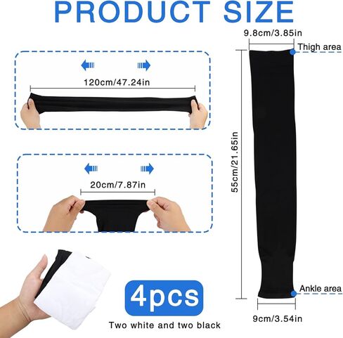 4PCS Basketball Leg Sleeve, Ice Silk UV Sleeves for Women, Long Knee Compression Leg Sleeves for Men, Perfect for Outdoor Activities, Cycling, Running, Hiking and Fishing in Kuwait
