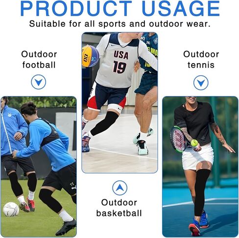 4PCS Basketball Leg Sleeve, Ice Silk UV Sleeves for Women, Long Knee Compression Leg Sleeves for Men, Perfect for Outdoor Activities, Cycling, Running, Hiking and Fishing in Kuwait