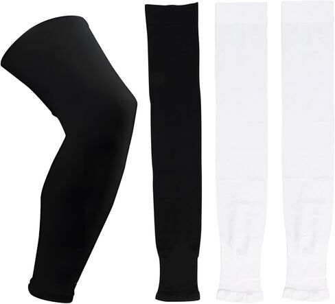 4PCS Basketball Leg Sleeve, Ice Silk UV Sleeves for Women, Long Knee Compression Leg Sleeves for Men, Perfect for Outdoor Activities, Cycling, Running, Hiking and Fishing in Kuwait