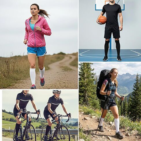2 Pairs Soccer Sleeve Socks Shin Guard Sleeves Pre Cut Soccer Socks White Black Cross Leg Sleeves for Men Women Elastic Football Leg Sleeve for Football Basketball Running in Saudi Arabia