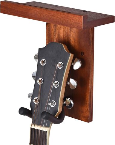 ZJchao Guitar, 2pcs Multifunction Wall Guitar Hanger DIY Kit Bass Wall Mount Mahogany Wooden Mounted Hanger Shelf Pick Holder Screw Fixed for Acoustic Classic in Saudi Arabia