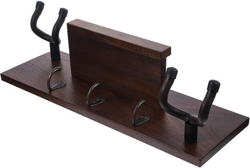 رف شماعات للتعليق على الحائط للجيتار 4 في 1 مع خشب الجوز الأسود، وحامل جيتار متعدد والقيثارة لتخزين باس الاستوديو المنزلي in Kuwait