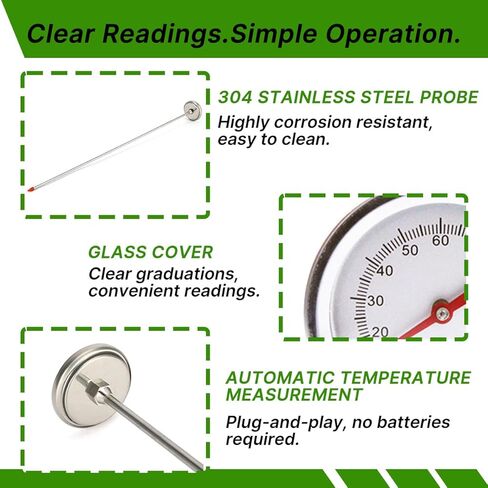 ميزان حرارة السماد مع 36.4 بوصة من الفولاذ المقاوم للصدأ، ميزان حرارة التربة، موازين حرارة البستنة، موازين حرارة القش للسماد، أدوات الزراعة العضوية الاحترافية in Kuwait