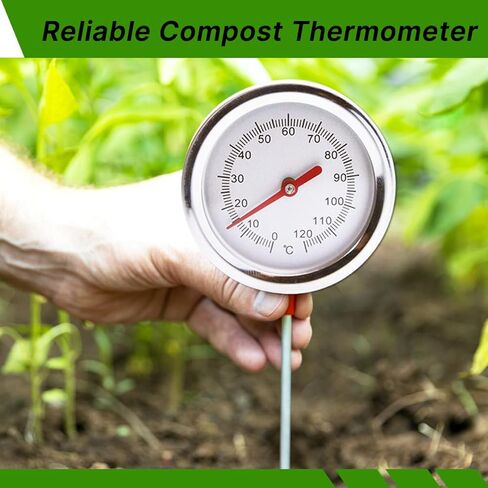 ميزان حرارة السماد مع 36.4 بوصة من الفولاذ المقاوم للصدأ، ميزان حرارة التربة، موازين حرارة البستنة، موازين حرارة القش للسماد، أدوات الزراعة العضوية الاحترافية in Kuwait