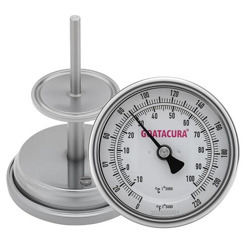 Hygienic Bimetallic Thermometer, Full Stainless Steel, 3" Dial Size, 4" Stem, 1.5" Tri-clamp, 0-220 Deg F/-10-100 Deg C, 1% Accuracy in Kuwait