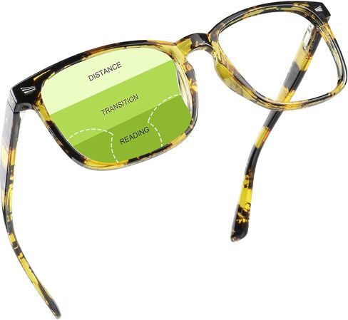 YEIN Progressive Multifocus Reading Glasses, Spring Hinge Blue Light Blocking Glasses for Women Men, No Line Multifocal Readers with Clear Lenses (+0.00/+1.00 magnification) in Kuwait