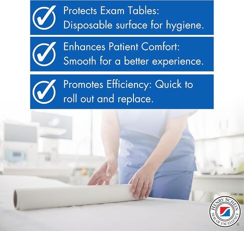 Henry Schein Exam Table Paper, 1 Roll, 21"x225", Smooth Standard, White, Latex-Free – Ideal for Medical and Dental Offices in Saudi Arabia