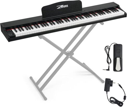 ZHRUNS Digital Piano 88 Key Weighted, Full Size Electric Keyboard Piano for Beginners, Portable Piano Keyboard with Sheet Music Stand, Sustain Pedal, Power Adapter, Black (Keyboard Only) in Kuwait