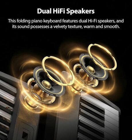 MARVTOWN Portable Folding Piano Keyboard, 88Keys Semi-Weighted Full Size, Foldable Digital Piano, Rechargeable Electric/Electronic Keyboard Piano w/MIDI Bluetooth&two speakers&Carry-case Beginner in Saudi Arabia