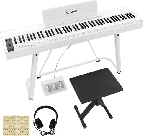 88 Key Full-Weighted Digital Piano, Full Size Electric Piano for Beginners, with U-Stand, 3 Pedal Unit, Adjustable Stool, Headphone, MIDI Functionality (Black) in Saudi Arabia