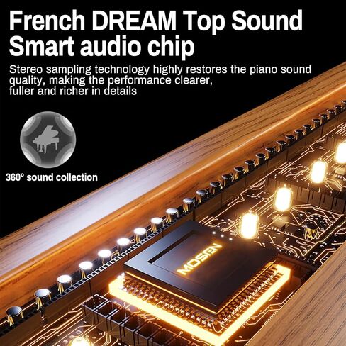 لوحة مفاتيح البيانو MOSEN 88 مفتاحًا، بيانو رقمي للمبتدئين مع لوحة مفاتيح حساسة للسرعة 88 مفتاحًا بالحجم الكامل، تسجيل، وتر، ملصقات بيانو، دواسة مستدامة، لمسة نهائية خشبية قديمة باللون الأسود (MSP-30BK) in Kuwait