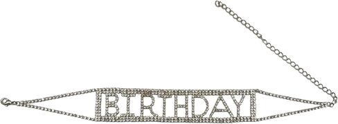 Rhinestones Choker Necklace BIRTHDAY Letter Choker Sparkly Crystal Necklace Chain Collar Chokers for Women Daily Wear Party Prom Accessories in Kuwait