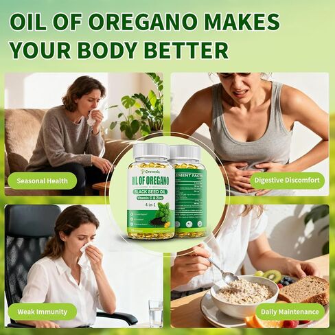 300 Count Organic Oregano Oil Softgels with Black Seed Oil, Wild Oregano Supplement, High Carvacrol & Thymoquinone, 2 Pack in Saudi Arabia