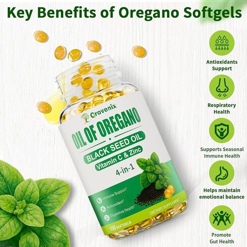 300 Count Organic Oregano Oil Softgels with Black Seed Oil, Wild Oregano Supplement, High Carvacrol & Thymoquinone, 2 Pack in Saudi Arabia