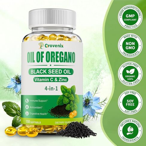 300 Count Organic Oregano Oil Softgels with Black Seed Oil, Wild Oregano Supplement, High Carvacrol & Thymoquinone, 2 Pack in Saudi Arabia