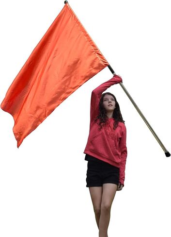 Spinning Color Guard Flag with Pole (Pink) – Lightweight Dance Flags w/ 71" Adjustable Rubber Coated Poles - Robust Tear-Resistant Color Guard Practice Flag - Cheer Flags for Competition, Performances in Kuwait