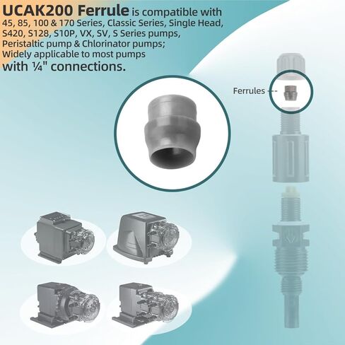 1/4-Inch UCAK200 Ferrule Compatible with 45, 85, 100 & 170 Series, Classic Series, Single Head, S420, S128, S10P, VX, SV & S Series Pumps, Pack of 10 in Kuwait