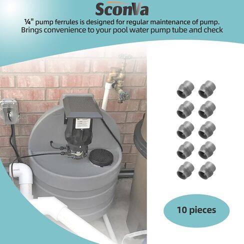1/4-Inch UCAK200 Ferrule Compatible with 45, 85, 100 & 170 Series, Classic Series, Single Head, S420, S128, S10P, VX, SV & S Series Pumps, Pack of 10 in Kuwait