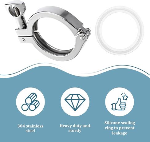 5 Pcs Single Pin Tri Clamp Heavy Duty Ferrule TC 2 Inch Stainless Steel 304 with Silicone Gaskets in Saudi Arabia