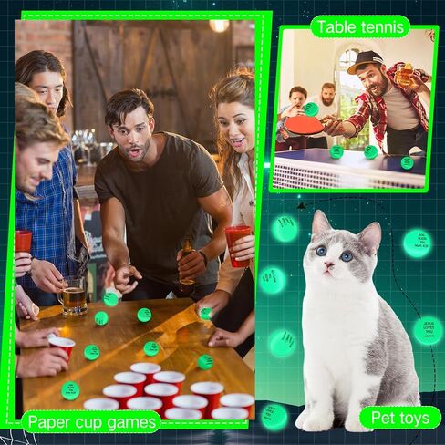 Soulchen 24 Pcs Easter Christian Balls Glow in the Dark Table Tennis 40mm Easter Bible Verse Balls Bulk Luminous Neon Ball Easters Green Gifts Ball Party Favor Reward, Church Activities, Basket Filler in Kuwait