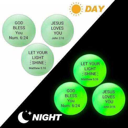Soulchen 24 Pcs Easter Christian Balls Glow in the Dark Table Tennis 40mm Easter Bible Verse Balls Bulk Luminous Neon Ball Easters Green Gifts Ball Party Favor Reward, Church Activities, Basket Filler in Kuwait