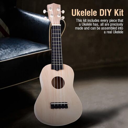 Cocoarm DIY Ukulele Kit, 21inch 4 String Basswood Ukulele DIY Kit Instrument Accessory Hand Work in Saudi Arabia