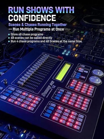 DMX512 Controller, 512 Channel DMX DJ Light Controller with LCD Display, DMX DJ Stage Lighting Console Board Ideal for Show, Party, KTV, Bar in Kuwait