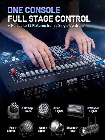 DMX512 Controller, 512 Channel DMX DJ Light Controller with LCD Display, DMX DJ Stage Lighting Console Board Ideal for Show, Party, KTV, Bar in Kuwait