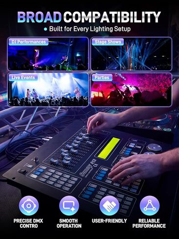 DMX512 Controller, 512 Channel DMX DJ Light Controller with LCD Display, DMX DJ Stage Lighting Console Board Ideal for Show, Party, KTV, Bar in Kuwait