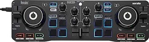Hercules DJControl Starlight | Pocket USB DJ Controller with Serato DJ Lite, touch-sensitive jog wheels, built-in sound card and built-in light show (Renewed) in Saudi Arabia