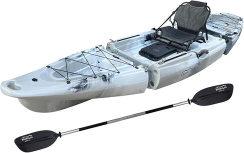 ترقية Brooklyn 12.0 Modular Sit-On-Top Kayak من BKC، 3 قطع من قوارب الكاياك الفردية المحمولة لصيد الأسماك والترفيه، أداء ثابت بالحجم الكامل، تخزين أمامي وخلفي، تصميم مناسب للشقة in Kuwait