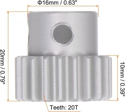 Generic Step Spur Gear 6mm Bore Gear 20T Mod 1 ترس المحرك من سبائك الألومنيوم لملحقات قطع غيار السيارات RC مطحنة كهربائية علبة التروس تخفيض التروس in Kuwait
