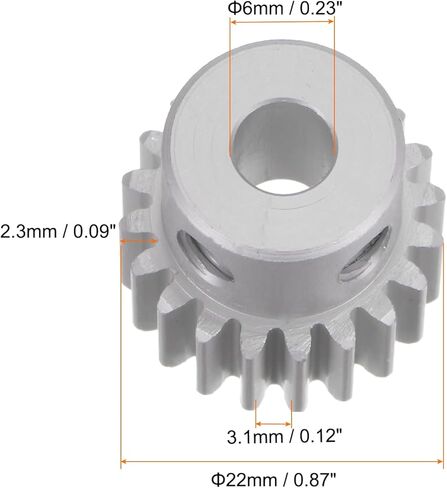 Generic Step Spur Gear 6mm Bore Gear 20T Mod 1 ترس المحرك من سبائك الألومنيوم لملحقات قطع غيار السيارات RC مطحنة كهربائية علبة التروس تخفيض التروس in Kuwait