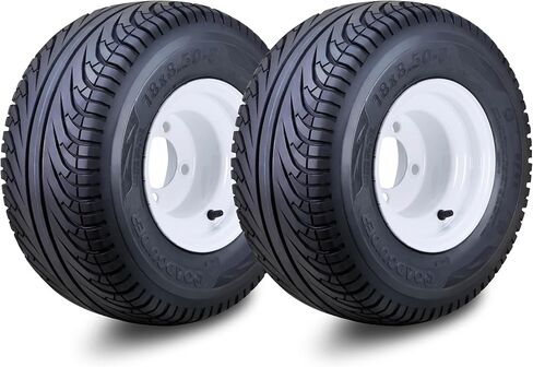 Roadguider Golf Cart Wheel Assembly 18x8.5-8 تم تثبيته على 4 العروات على 4 بوصات فضية ، مجموعة 2-14039 in Kuwait