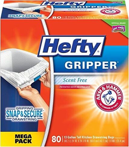 Hefty Gripper Tall Kitchen Trash Bags - 13 Gallon, 80 Count in Kuwait