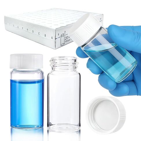 20ml Scintillation Vials - Scintillation Counting Vials, 22-400 White Screw Cap,Polyethylene Liner （Pack of 100） in Kuwait