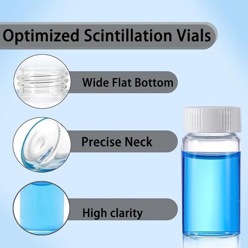 20ml Scintillation Vials - Scintillation Counting Vials, 22-400 White Screw Cap,Polyethylene Liner （Pack of 100） in Kuwait