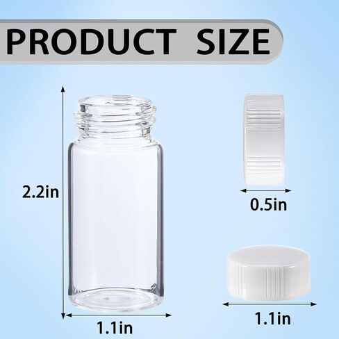 20ml Scintillation Vials - Scintillation Counting Vials, 22-400 White Screw Cap,Polyethylene Liner （Pack of 100） in Kuwait