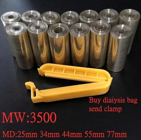 أنبوب كيس غسيل الكلى السليلوز المتجدد، أنبوب غسيل الكلى MD77 RC، MW8000-14000، 1 متر، للاستخدام المختبري in Saudi Arabia