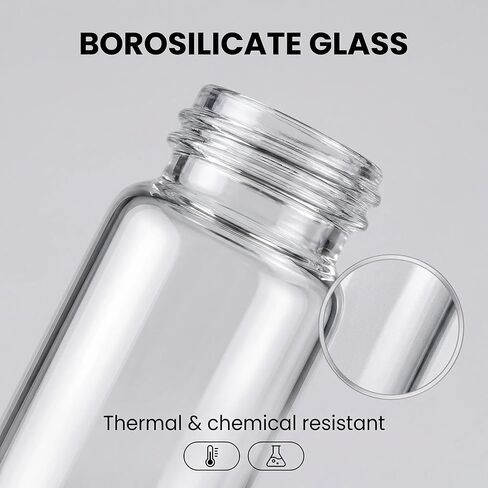 20ml Scintillation Vials 100 Pack - Borosilicate Glass with 22-400 White PP Screw Cap & Silver Aluminum Foil Liner for Lab Use in Kuwait