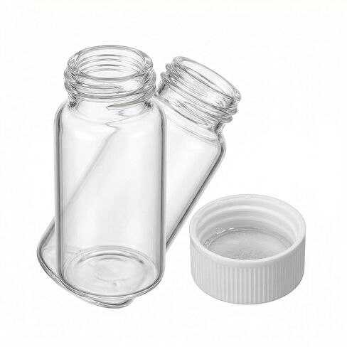 20ml Scintillation Vials 100 Pack - Borosilicate Glass with 22-400 White PP Screw Cap & Silver Aluminum Foil Liner for Lab Use in Kuwait